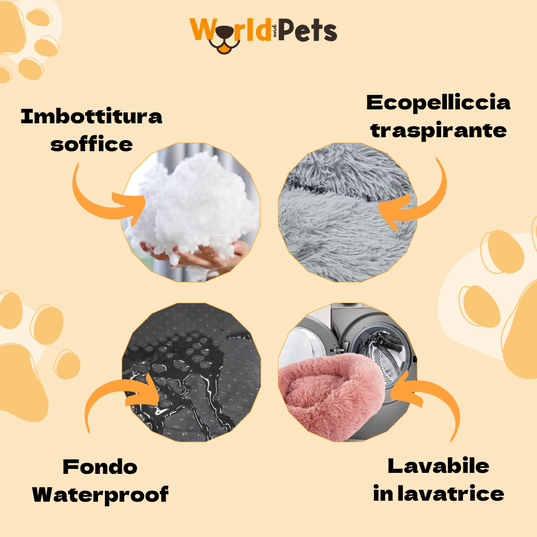 Cuccia Soffice Calmante Lavabile per Gatti e Cani di Piccola Media Taglia